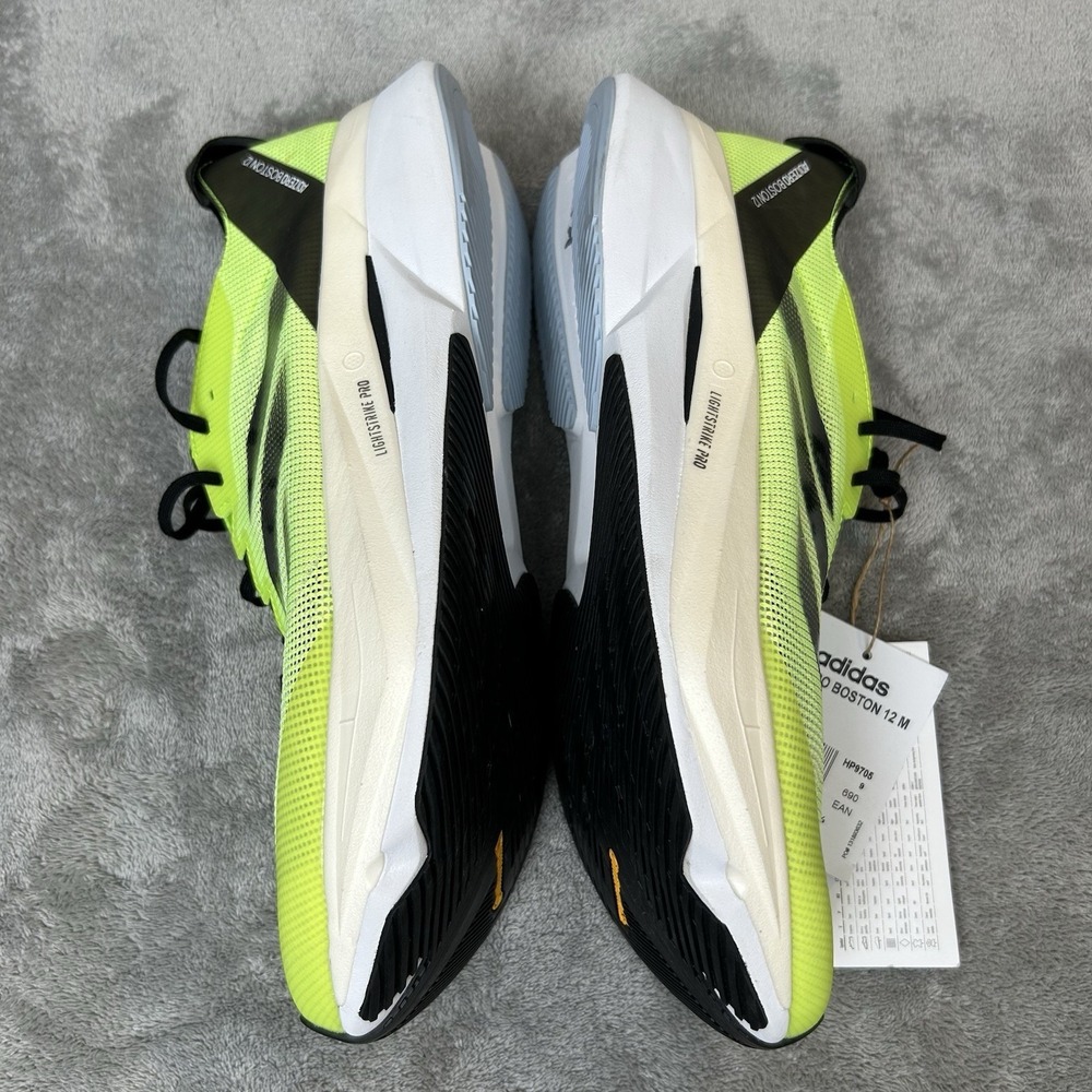 Adidas Adizero Boston 12 running shoe in the "Lucid Lemon Black" Men's Size 9.5 - Picture 12 of 16